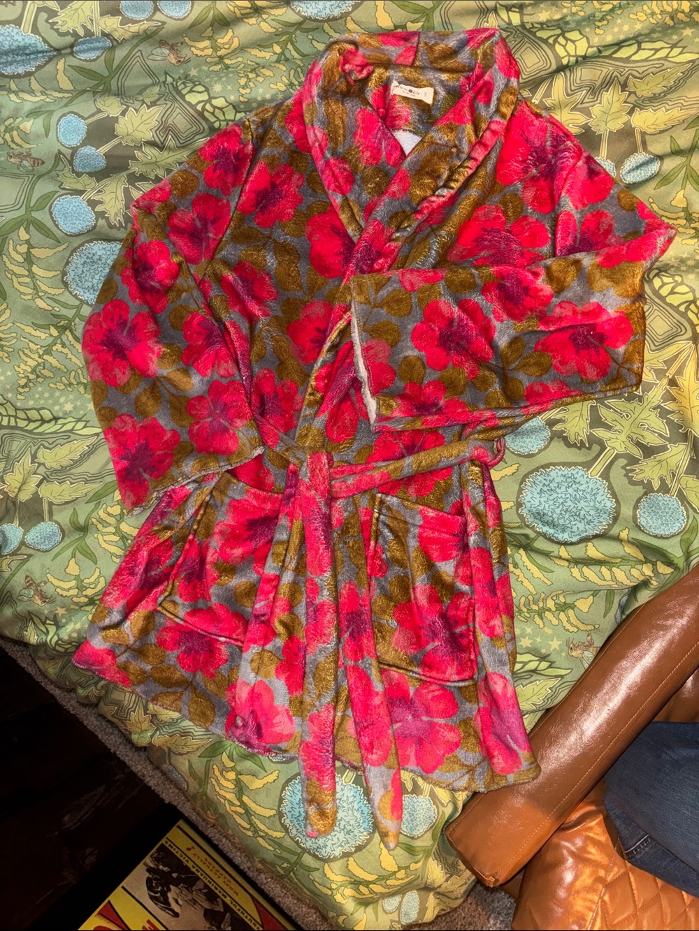 Women’s Small Floral Robe - Pink Poppies by Natural Life